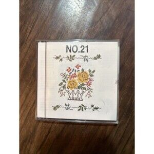Embroidery Card No. 21 Cross Stitch Designs House Flowers Bows Country